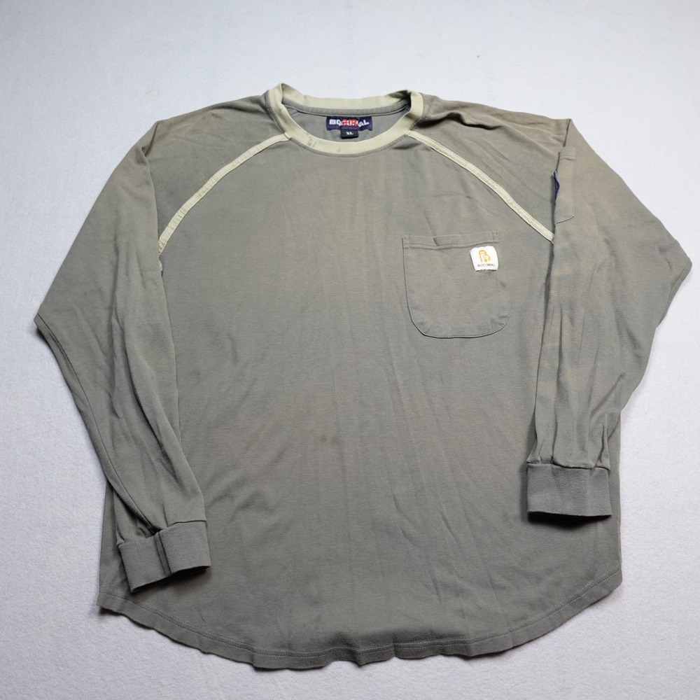 Bocomal FR Shirt Men XL Green Flame Resistant CAT2 Long Sleeve Pocket Workwear
